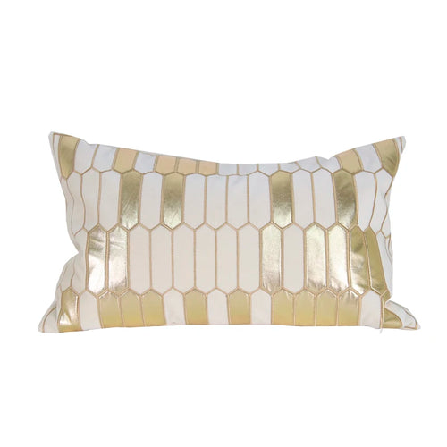 Honeycomb Embroidered Glamorous Gold Geometric Throw Pillow Cover - The Finishing Touch Decor, LLC