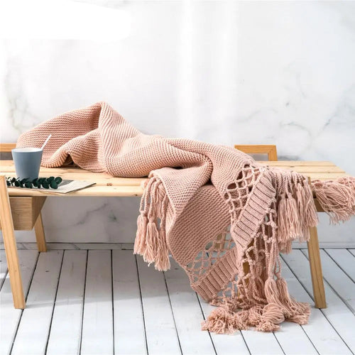 REGINA Brand Tassel Hollow-out Bed Flag Runner Fluffy Weighted Chunky Knit Throw Blanket Home Decorative Sofa Cover Blankets