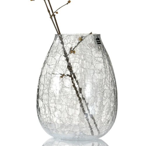 Chic Cracked Ice Textured Glass Transparent Vases - The Finishing Touch Decor, LLC