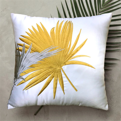 Palm Leaf Embroidered Tropical Pattern Throw Pillow Covers - The Finishing Touch Decor, LLC