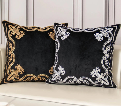 Luxury Handmade European Embroidery Velvet Throw Pillow Covers - The Finishing Touch Decor, LLC