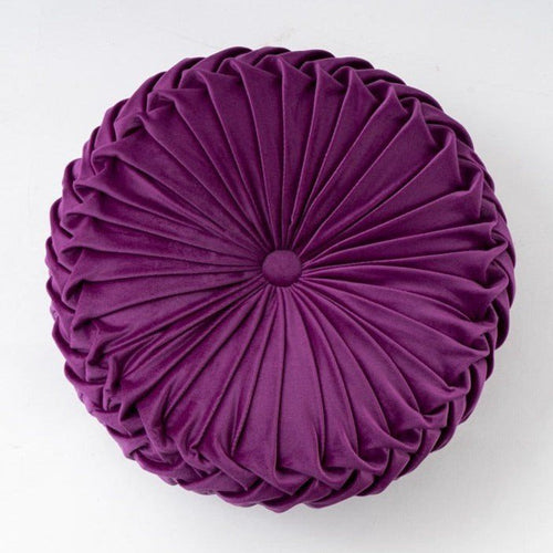 Handmade Luxury Pleated Velvet Pouf Round Full Pillow Cushion - The Finishing Touch Decor, LLC