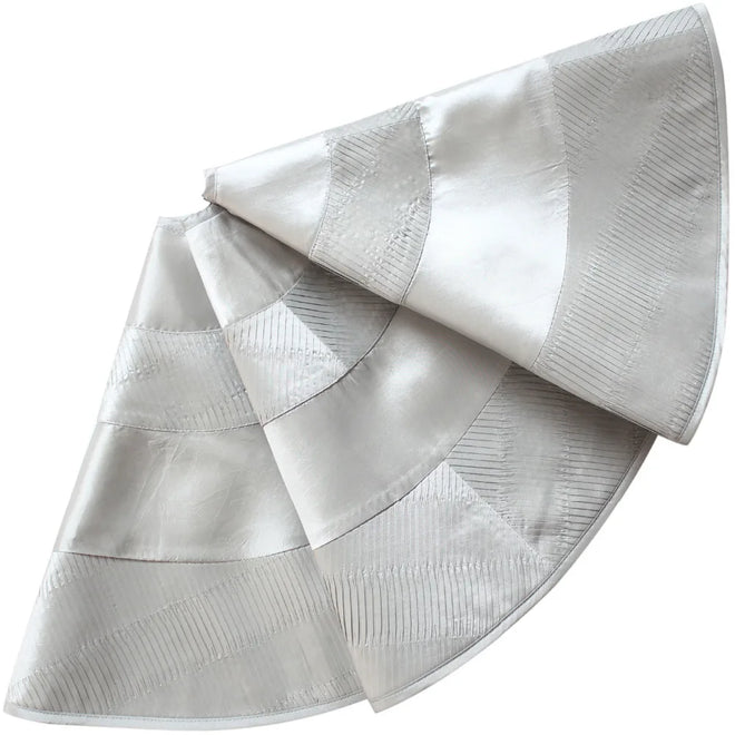 Free Shipping Silvery Pleat Faux Silk Patchwork Christmas Tree Skirt- 90cm P2854