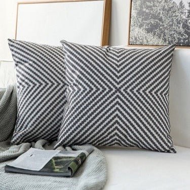 Grey Canvas Geometric Throw Pillows Covers - The Finishing Touch Decor, LLC