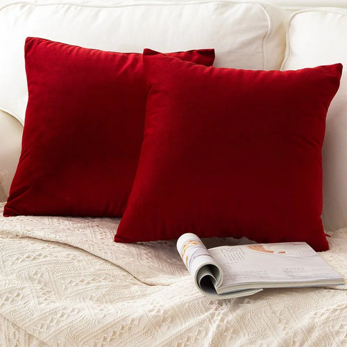 Red Luxurious Soft Velvet Red Throw Pillow Covers - Sz Variety - The Finishing Touch Decor, LLC