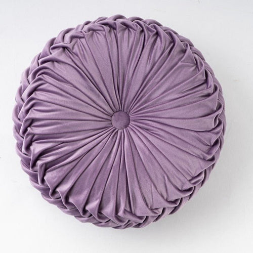 Handmade Luxury Pleated Velvet Pouf Round Full Pillow Cushion - The Finishing Touch Decor, LLC