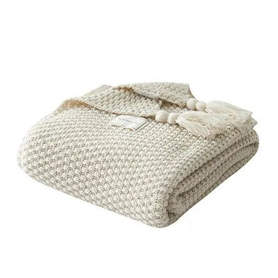 Warm Knit Throw with Tassel Solid Premium Blanket - The Finishing Touch Decor, LLC