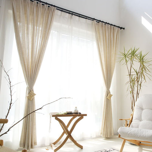 Linen Textured Semi-Shade Gauze Long Window Curtains - The Finishing Touch Decor, LLC