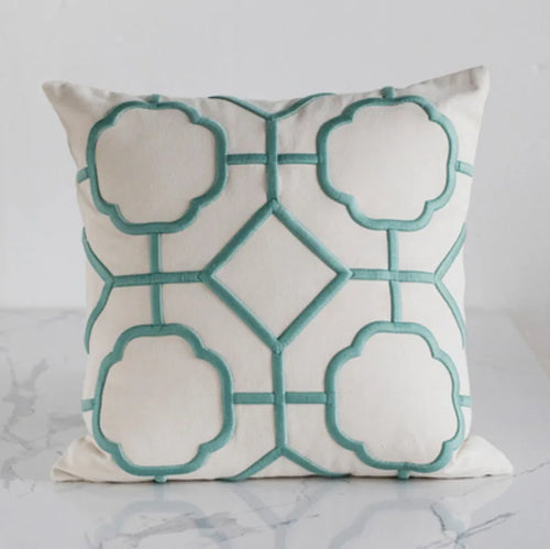 Embroidered Quatrefoil Pattern Throw Pillow Covers - The Finishing Touch Decor, LLC