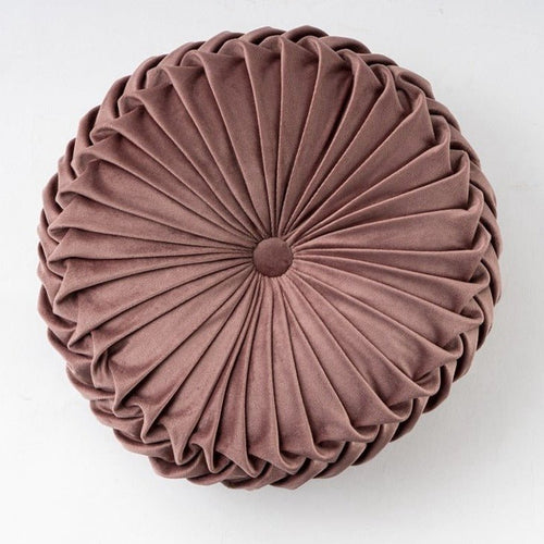 Handmade Luxury Pleated Velvet Pouf Round Full Pillow Cushion - The Finishing Touch Decor, LLC