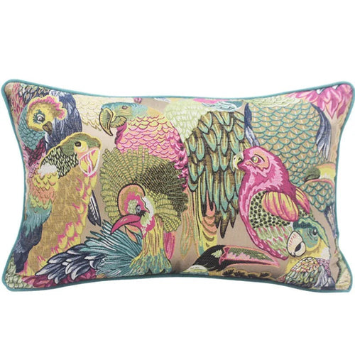 Neoclassical Parrot Flower Embroidery Throw Pillow Covers - The Finishing Touch Decor, LLC