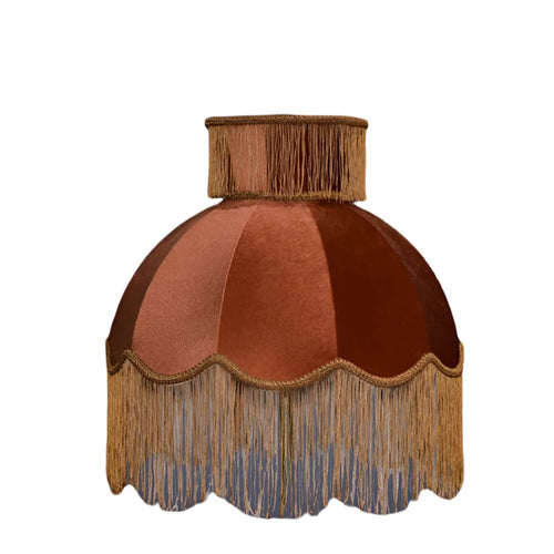 Medicci Home Velvet Lampshade With Tassels Retro Caramel Color Italy Style Handmade Luxury Lamp Shade For Table Lamp Floor Light