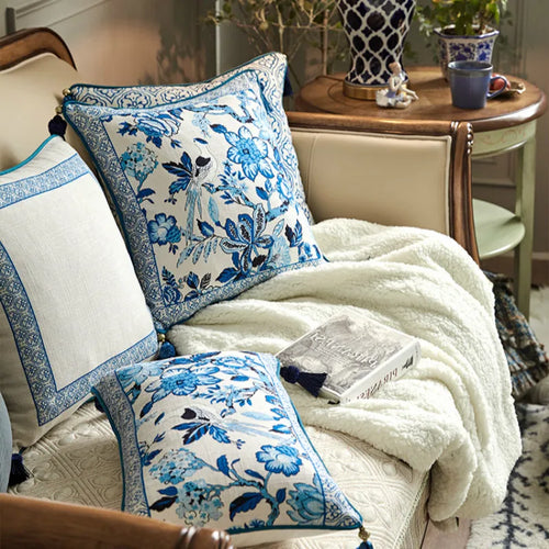 Blue & White Chinese Porcelain Pattern Throw Pillow Covers - The Finishing Touch Decor, LLC