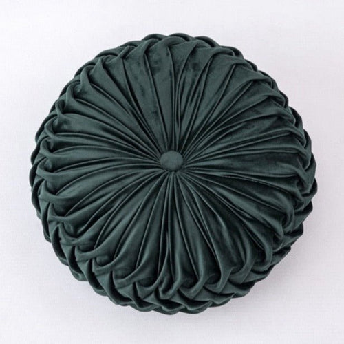 Handmade Luxury Pleated Velvet Pouf Round Full Pillow Cushion - The Finishing Touch Decor, LLC