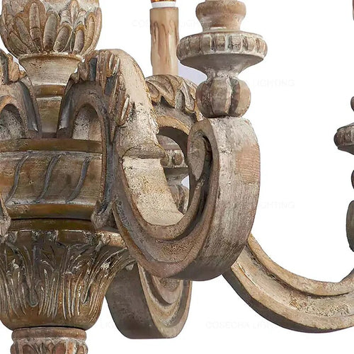 Roman Pillar Light Carved Wooden & Iron Italian Murano Vintage-Style Hanging Chandelier - The Finishing Touch Decor, LLC