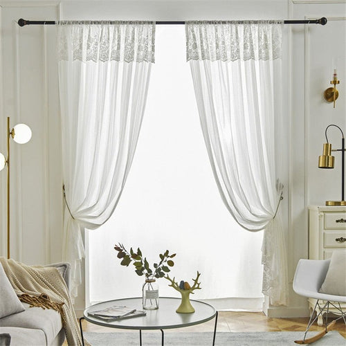 Lace Sheer Delicate White Floral Tulle Curtains - The Finishing Touch Decor, LLC