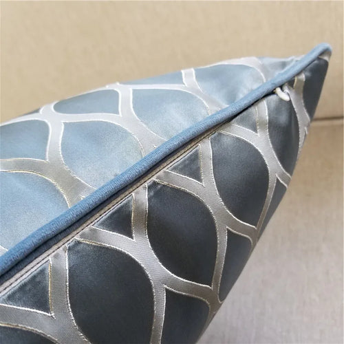 Contemporary Shiny Geometric Design Woven Jacquard Decorative Pillow Case Gray Blue Sofa Chair Cushion Cover 45x45cm 1pc/lot