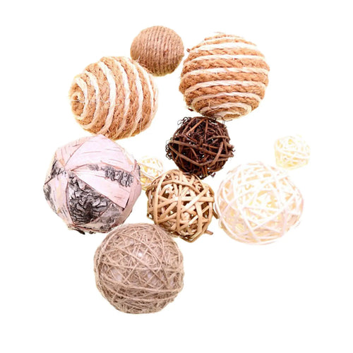 Natural Rattan Assorted Woven Wicker Balls - The Finishing Touch Decor, LLC