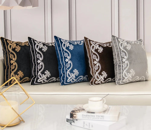 Luxury Handmade European Embroidery Velvet Throw Pillow Covers - The Finishing Touch Decor, LLC