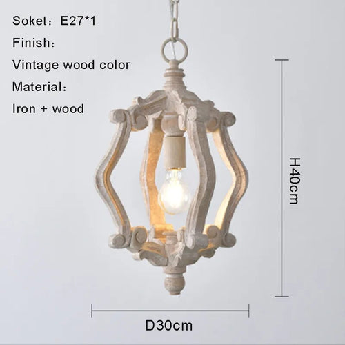 Antique French Country Wood Pendant Chandelier - The Finishing Touch Decor