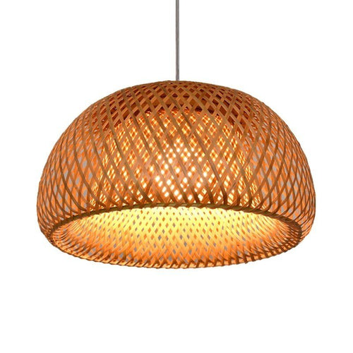 Rattan Simple Bamboo Chandelier Light Retro Handmade Dome Lamp - The Finishing Touch Decor, LLC