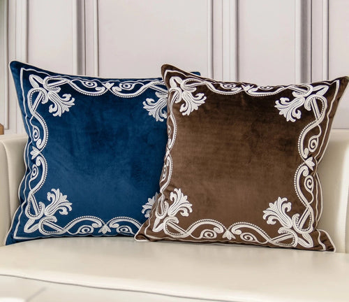 Luxury Handmade European Embroidery Velvet Throw Pillow Covers - The Finishing Touch Decor, LLC