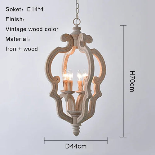 Antique French Country Wood Pendant Chandelier - The Finishing Touch Decor