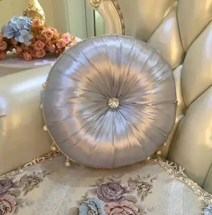 Round European Satin Tufted Accent Pillows - The Finishing Touch Decor, LLC