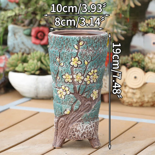 Hand-Painted Floral Ceramic Pottery Succulent Flowerpots - The Finishing Touch Decor, LLC