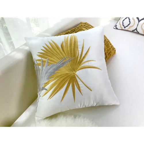 Palm Leaf Embroidered Tropical Pattern Throw Pillow Covers - The Finishing Touch Decor, LLC