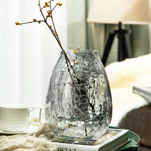 Chic Cracked Ice Textured Glass Transparent Vases - The Finishing Touch Decor, LLC