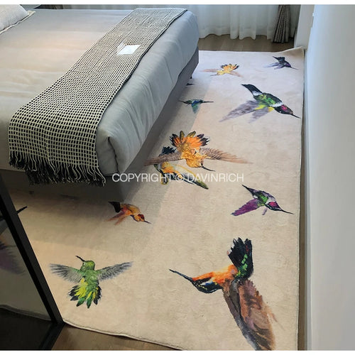 Hand Painted Hummingbird Colorful Tapestry Area Rug - The Finishing Touch Decor, LLC