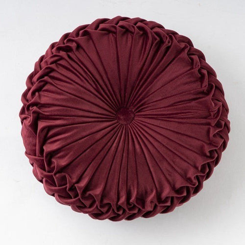 Handmade Luxury Pleated Velvet Pouf Round Full Pillow Cushion - The Finishing Touch Decor, LLC