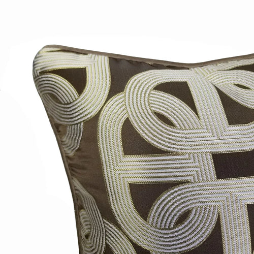 Modern Geometry Chocolate Chain Square Throw Pillow Cover