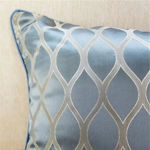 Contemporary Shiny Geometric Design Woven Jacquard Decorative Pillow Case Gray Blue Sofa Chair Cushion Cover 45x45cm 1pc/lot