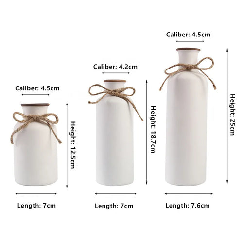 Simple Rustic Ceramic Set of 3 Bottle Vases - The Finishing Touch Decor, LLC