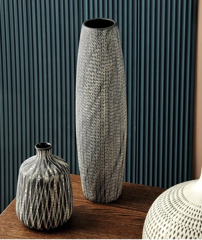 Neutral Nordic Brushed Ceramic Assorted Vases - The Finishing Touch Decor, LLC