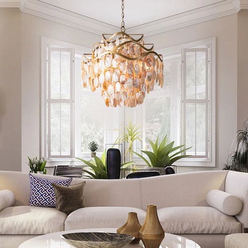 Beachy Conch Shell Coastal Pendant Chandelier Lighting - The Finishing Touch Decor, LLC