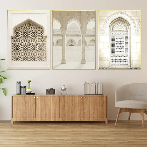 Beige Moroccan Mosque Architecture Canvas Wall Art Prints - The Finishing Touch Decor, LLC