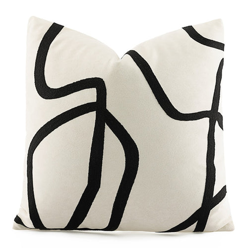 Black Stripe Suede White Cotton Throw Pillow Covers - The Finishing Touch Decor, LLC