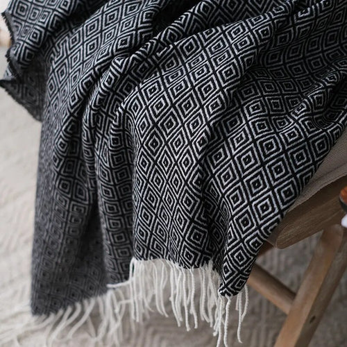 Soft Herringbone Diamond Pattern Faux Cashmere Lightweight Throw Blanket - The Finishing Touch Decor, LLC