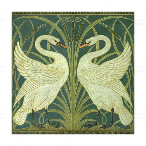 Vintage Swans Walter Crane Canvas Wall Art Nouveau Print - The Finishing Touch Decor, LLC