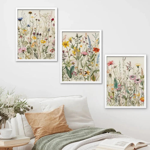 Watercolor Wildflower Painting Colorful Poster Floral Print Canvas - The Finishing Touch Decor, LLC