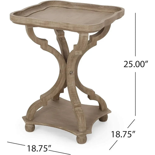 French Country Rustic Wood Pedestal End Table - The Finishing Touch Decor, LLC