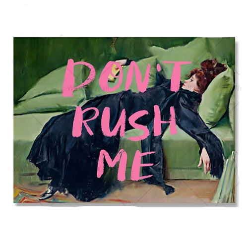 Pink Graffiti Spray "Don't Rush Me" Victorian Woman Canvas Print - The Finishing Touch Decor, LLC