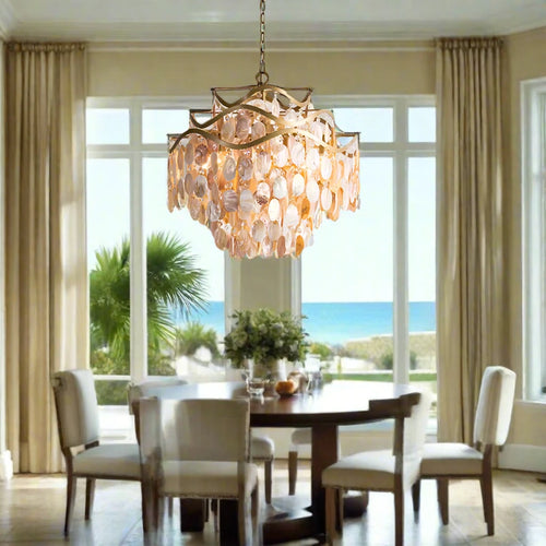 Beachy Conch Shell Coastal Pendant Chandelier Lighting - The Finishing Touch Decor, LLC