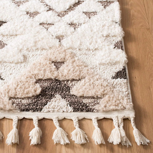 Moroccan Tassel Shag Ivory & Brown Thick Area Rug - The Finishing Touch Decor, LLC