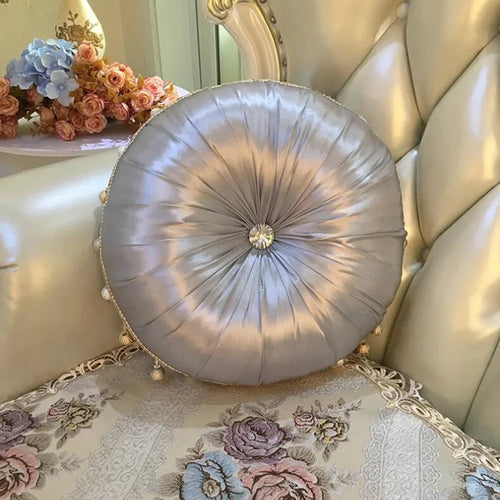 Round European Satin Tufted Accent Pillows - The Finishing Touch Decor, LLC