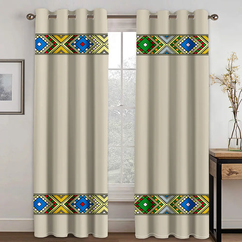 Ethiopian and Eritrean Colorful 2-Panel Traditional Curtains - The Finishing Touch Decor, LLC