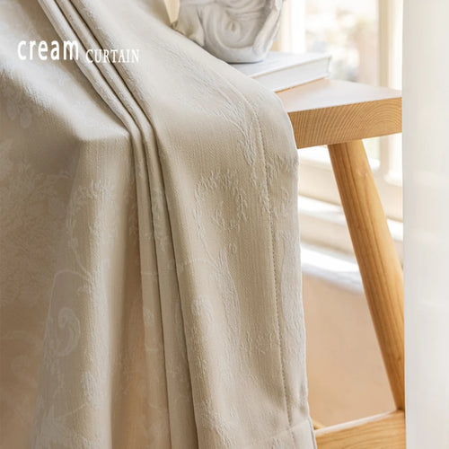 French Cream Apricot Curtain Thickened Chenille Living Room Curtain Comfortable Texture Bedroom Curtain Balcony Blackout Curtain